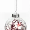 BOULE PLASTIQUE ROUGE BLANC JOYEUX NOEL 8CM