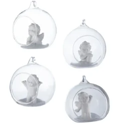 BOULE VERRE ANGE BLANC D.8CM