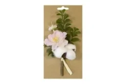 BOUQUET DE COTON CERISIER ET BUIS SUR CARTE ROSE