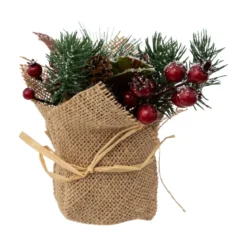 BRANCHE COMPOSITION BAIES ROUGE POT JUTE D.16CM
