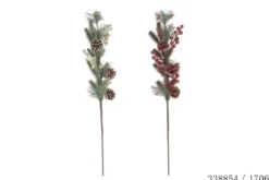 BRANCHE DECO VERT ROUGE OR H.60CM