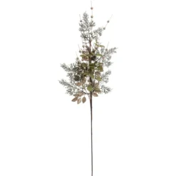 BRANCHE FEUILLE VERT BILLE DORE H.75CM