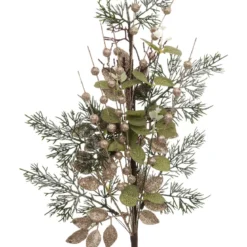 BRANCHE FEUILLE VERT BILLE DORE H.75CM