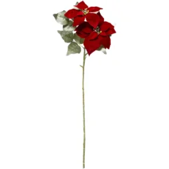 BRANCHE POINSETTIA 2 TETES ROUGE H.75CM