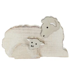 BREBIS AGNEAU EN BOIS A POSER 22X13CM