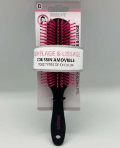 BROSSE PLATE PICOTS PERLES FUSCHIA NOIRE