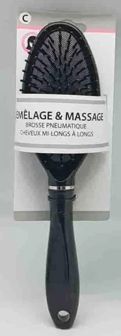 BROSSE PNEUMATIQUE OVALE PICOTS PERLES NOIR