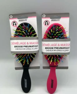 BROSSE PNEUMATIQUE OVALE PICOTS MULTICOLORE NOIR OU FUCHSIA