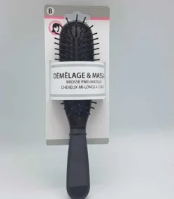 BROSSE SEMI RECTANGLE PICOTS PERLES NOIR N.10