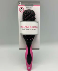 BROSSE TUNNEL SEMI RECTANGLE PICOTS PERLES ROSE