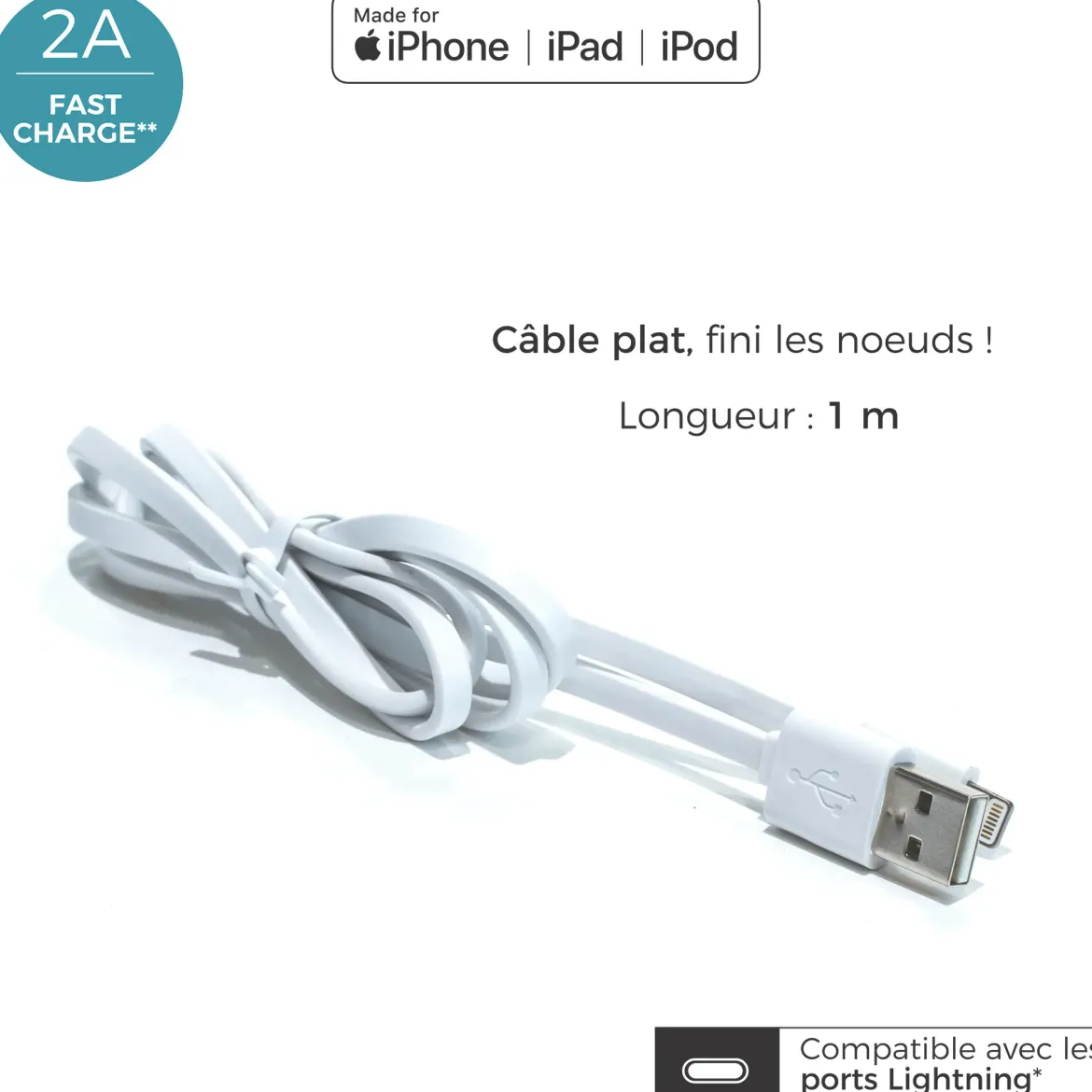CABLE AGREE IPHONE 5 6 BLANC