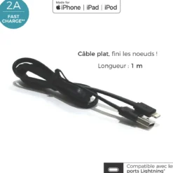 CABLE AGREE IPHONE 5 6 NOIR
