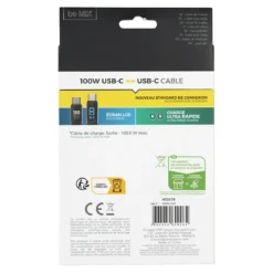 CABLE DE CHARGE C TO C WATTMETRE 100W