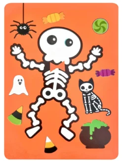 CARTE PUZZLE SQUELETTE ET GOMMETTES 16X22CM