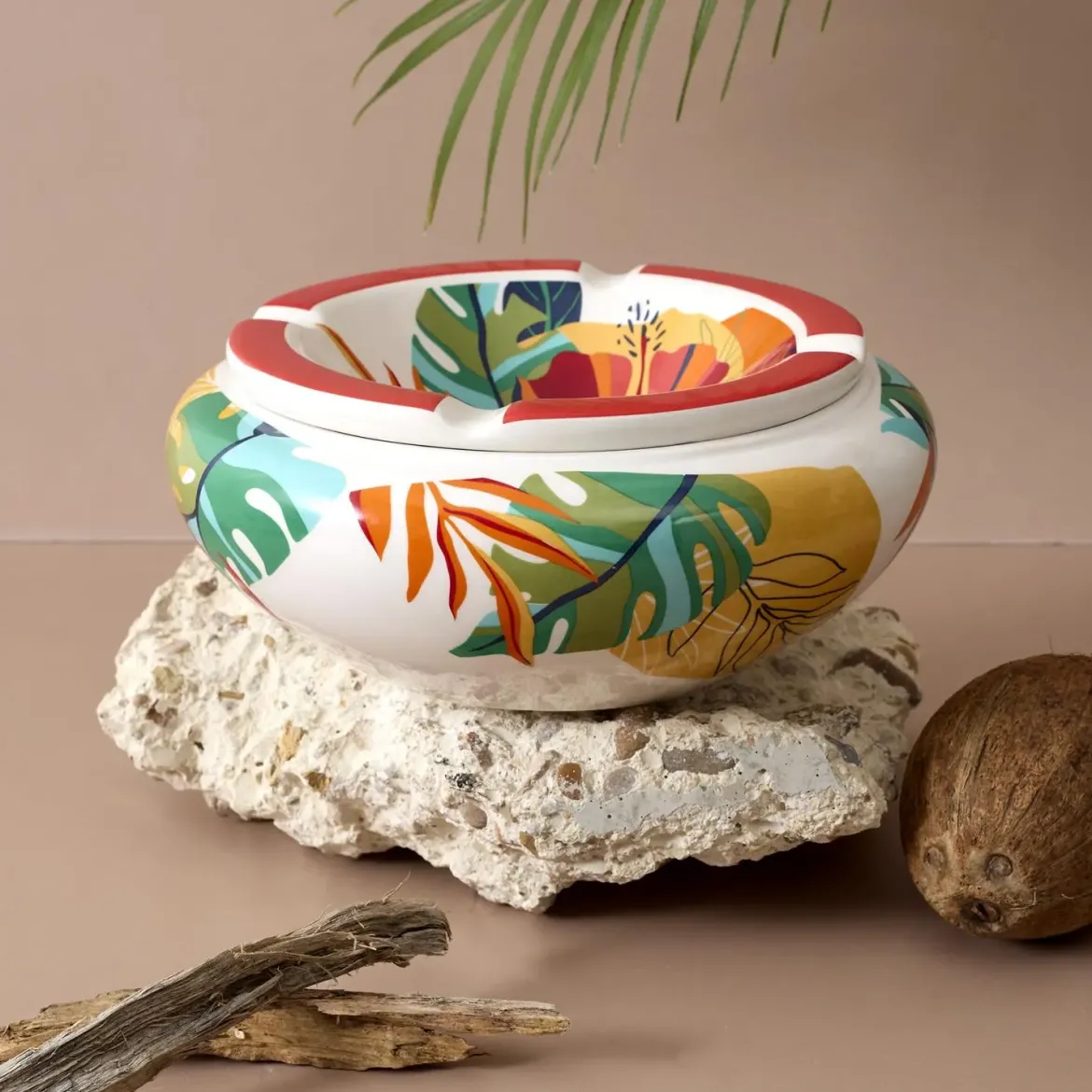 CENDRIER FLORAL CERAMIQUE XXL