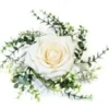CENTRE DE TABLE ROSE ET FEUILLAGE IVOIRE