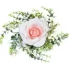 CENTRE DE TABLE ROSE ET FEUILLAGE ROSE