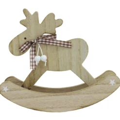 CERF NOEL A BASCULE BOIS 15X14CM