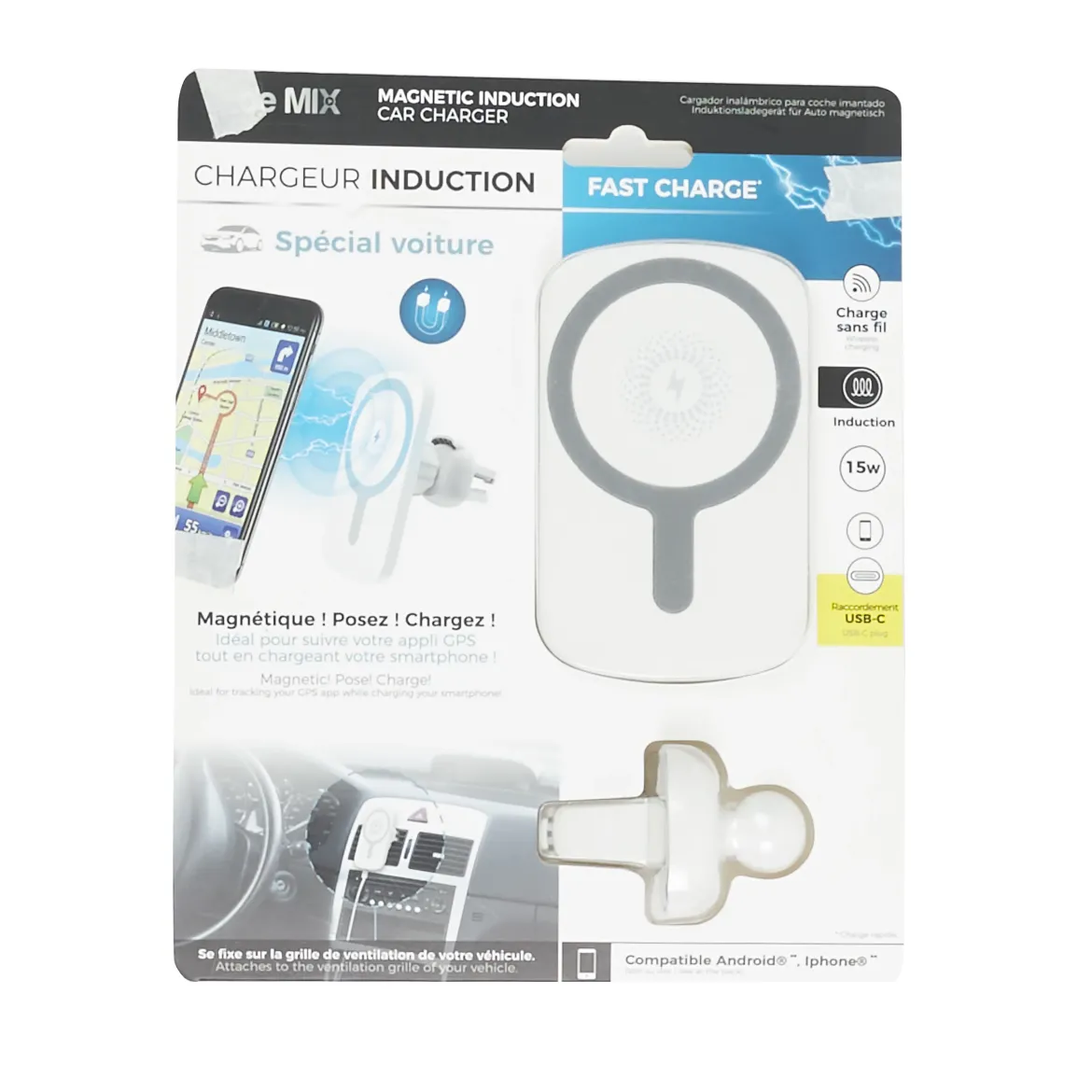 CHARGEUR INDUCTION POUR VOITURE AIMANTE 10W