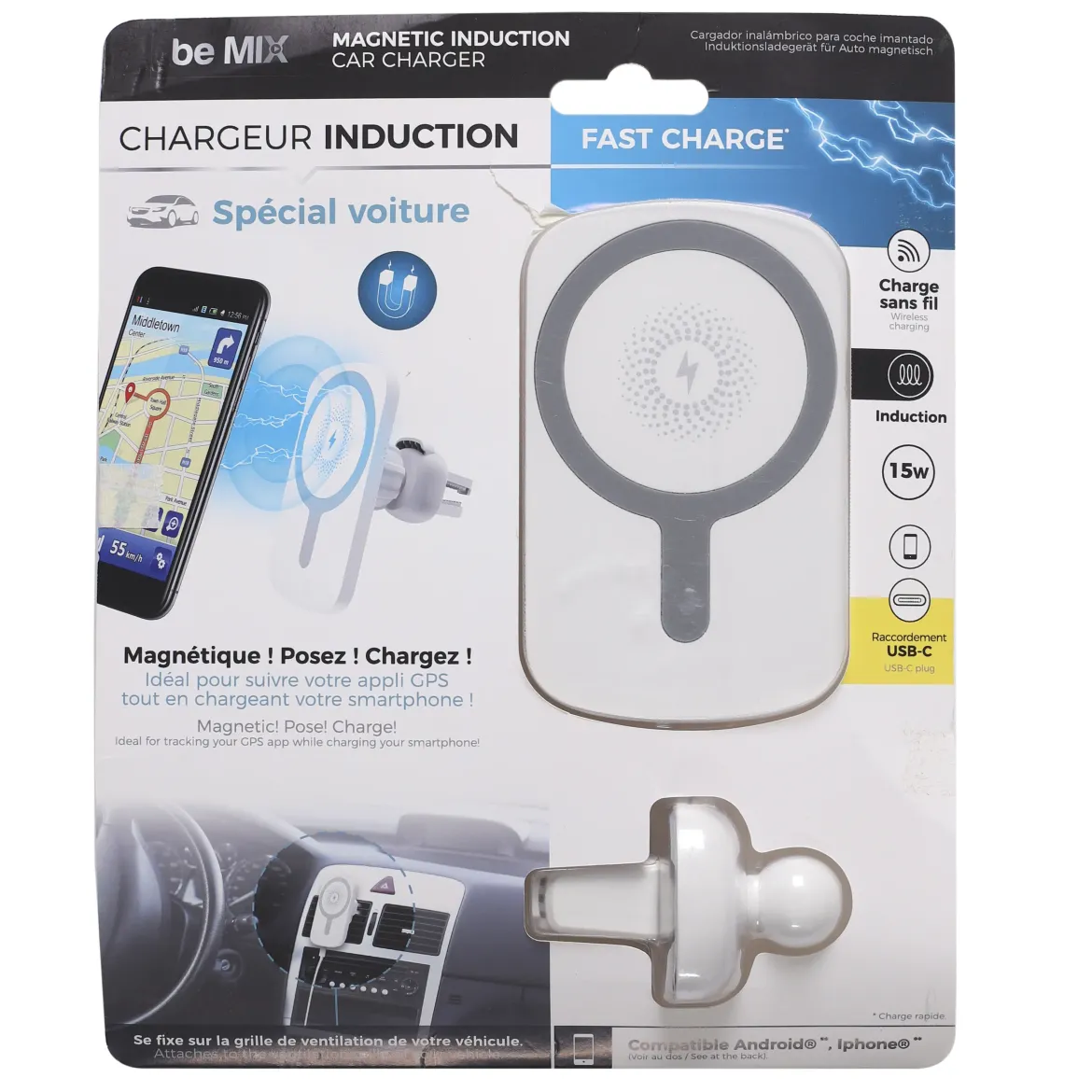 CHARGEUR INDUCTION POUR VOITURE AIMANTE 10W