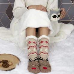 CHAUSSETTES SHERPA RENARD ET RENNE ADULTE