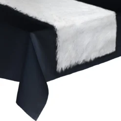 CHEMIN DE TABLE FOURRURE PAILLETTE BLANC 45X150CM