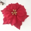 CLIP POINSETTIA VELOURS COEUR PAILLETE OR D.26CM ROUGE