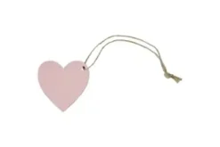 COEUR EN BOIS AVEC CORDELETTE X6 PIECES ROSE