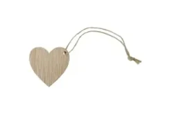 COEUR EN BOIS AVEC CORDELETTE X6 PIECES NATUREL