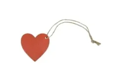 COEUR EN BOIS AVEC CORDELETTE X6 PIECES ROUGE