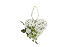 COEUR ROTIN AVEC ROSE ET FEUILLAGE A SUSPENDRE