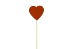 COEUR SUR PIQUE EN BOIS X6 PIECES ROUGE