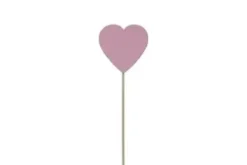 COEUR SUR PIQUE EN BOIS X6 PIECES ROSE