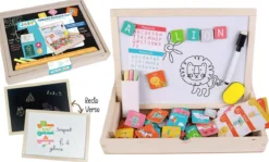 COFFRET BOIS MAGNETIQUE ARDOISE DOUBLE FACE