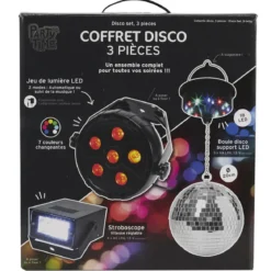 COFFRET DISCO BOULE A FACETTES 3 ACCESSOIRES