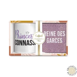 COFFRET MUG CHAUSSETTES PAILLETTES AFFECTIF REINE DES GARCES