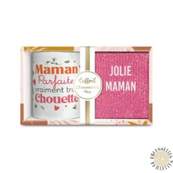 COFFRET MUG CHAUSSETTES PAILLETTES AFFECTIF JOLIE MAMAN