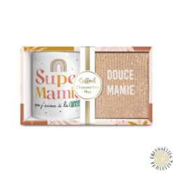 COFFRET MUG CHAUSSETTES PAILLETTES AFFECTIF DOUCE MAMIE