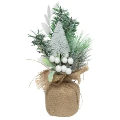 COMPOSITION SAPIN PAILLETTE OR ROUGE BLANC H.24CM
