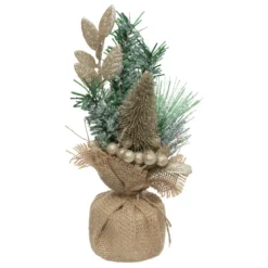 COMPOSITION SAPIN PAILLETTE OR ROUGE BLANC H.24CM