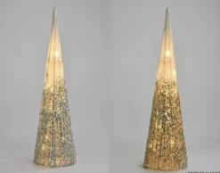 CONE LED 14X14X50CM ARGENT CHAMPAGNE