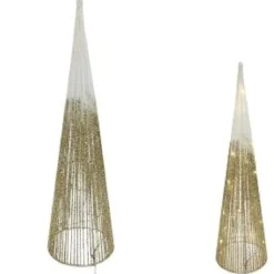 CONE LUMINEUX DORE 14X14X50CM M6