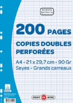 200 COPIES DOUBLES PERFOREES A4 90G