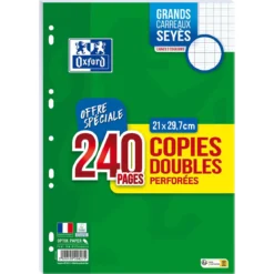 COPIES DOUBLES PERFOREES OXFORD 21X29.7CM X240 PIECES SEYES