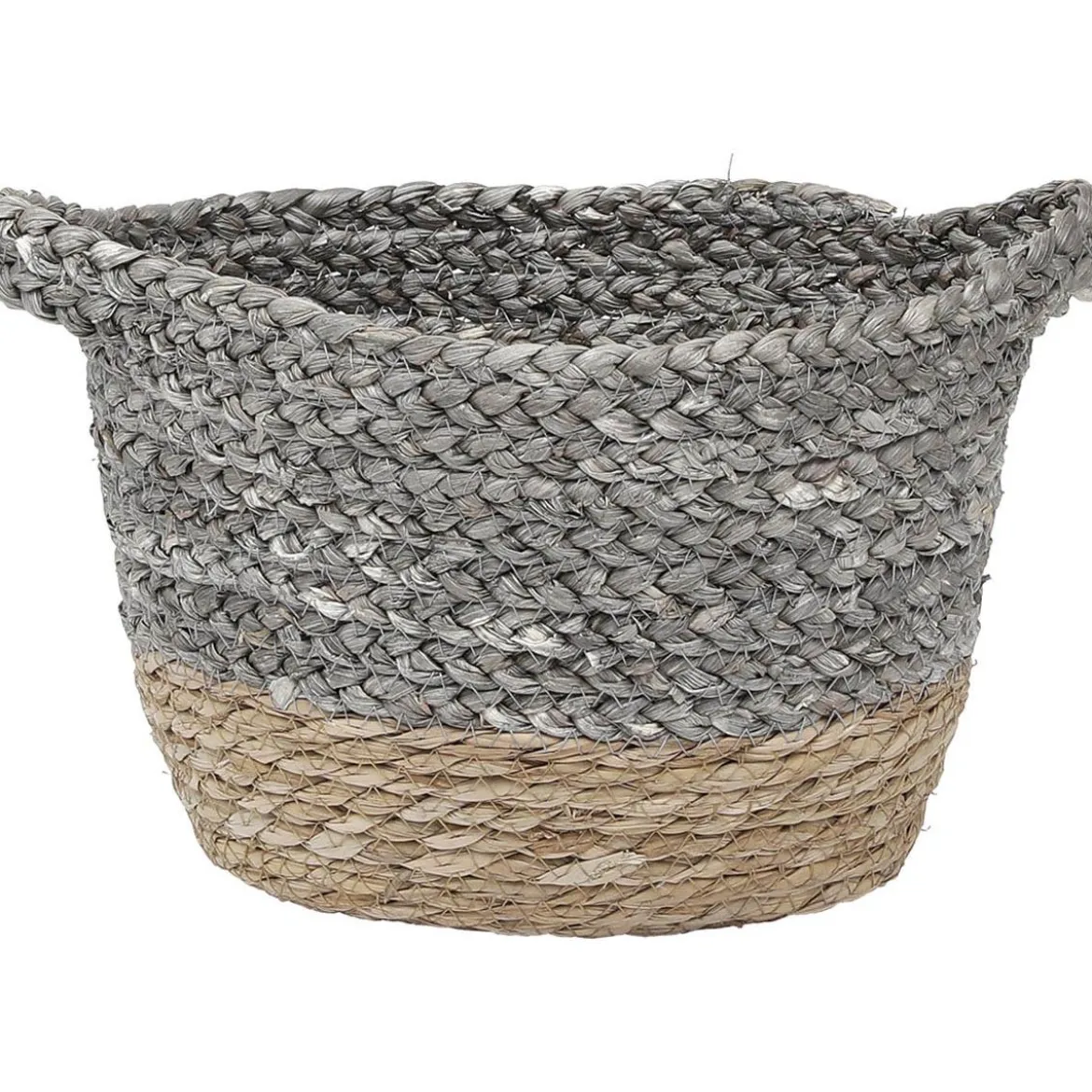 CORBEILLE OVALE MATIERE VEGETALE D.30X22X17CM NATUREL GRIS