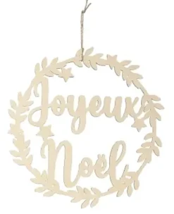 COURONNE BOIS JOYEUX NOEL 29X29X0.4CM