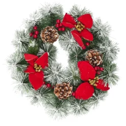 COURONNE DE NOEL PIN ET FLEURS 30CM