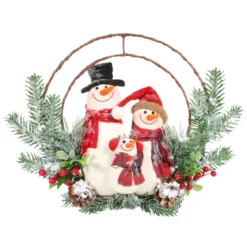 COURONNE FAMILLE BONHOMME NEIGE 37X30CM