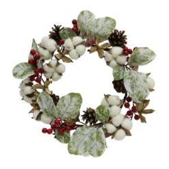 COURONNE NOEL COTON POMME PIN D.32CM