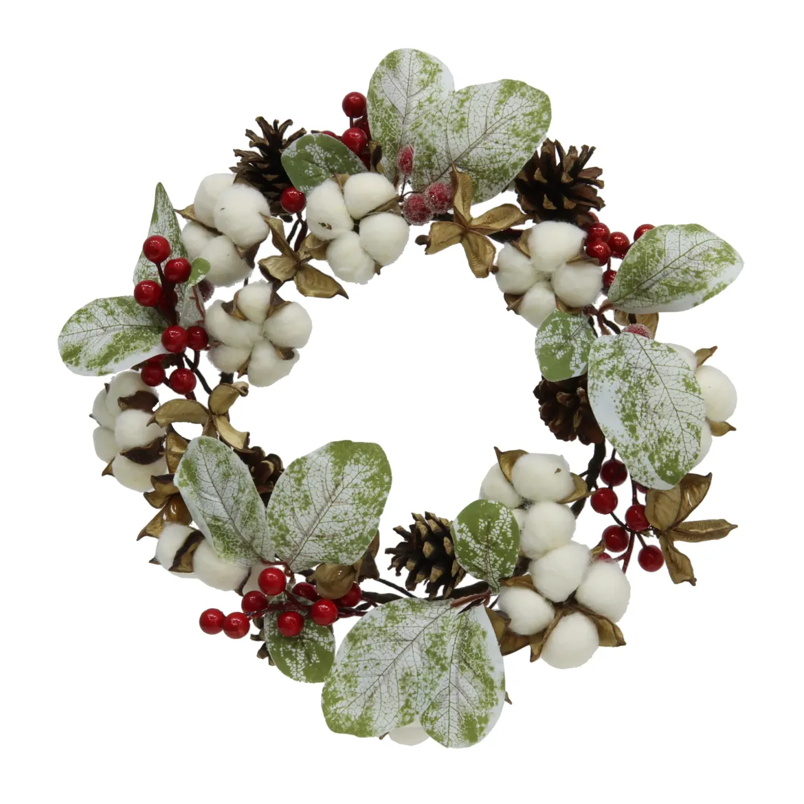 COURONNE NOEL COTON POMME PIN D.32CM